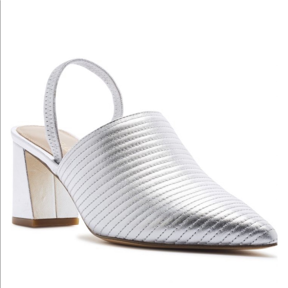 Rachel Zoe Liza Ribbed Leather Slingback Mules